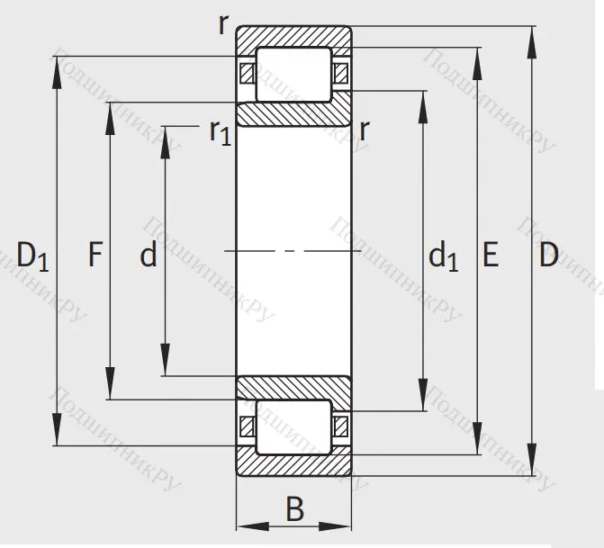 Роликовый цилиндрический подшипник NJ 308 E XL TVP 2