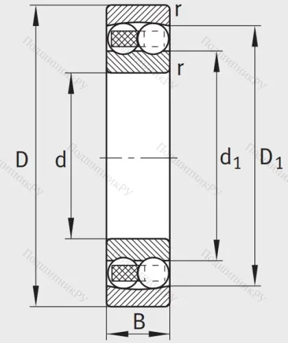 Двухрядный шариковый подшипник 2305 TVH от производителя  FAG
