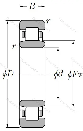 Роликовый цилиндрический подшипник NU 206 ET 2X C 3