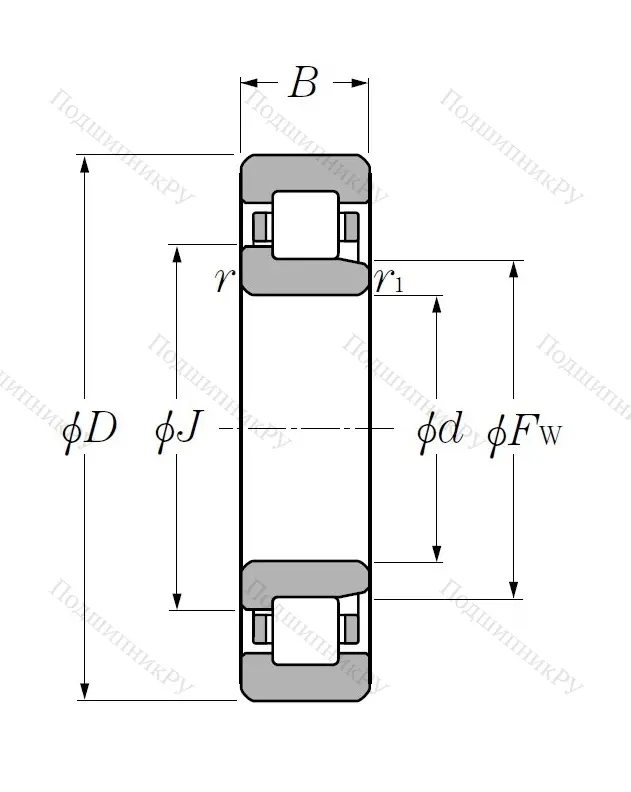 Роликовый цилиндрический подшипник NJ 2215