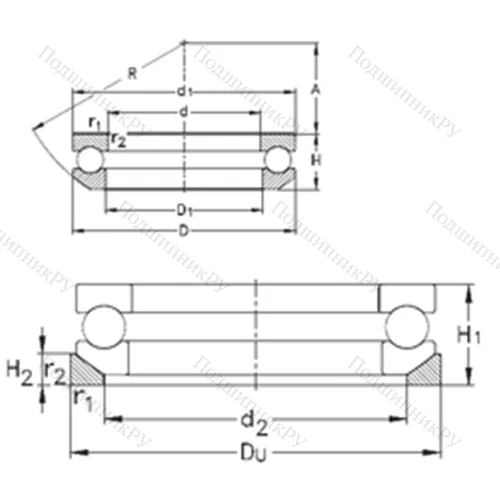 Подшипник шариковый упорный 53305+U 305 от производителя  NKE