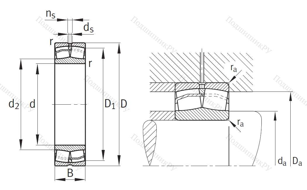 Сферический роликовый подшипник 22326 E 1