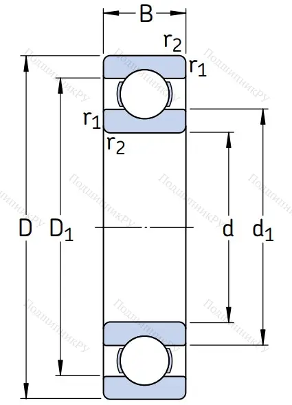 Однорядный шариковый подшипник 6030