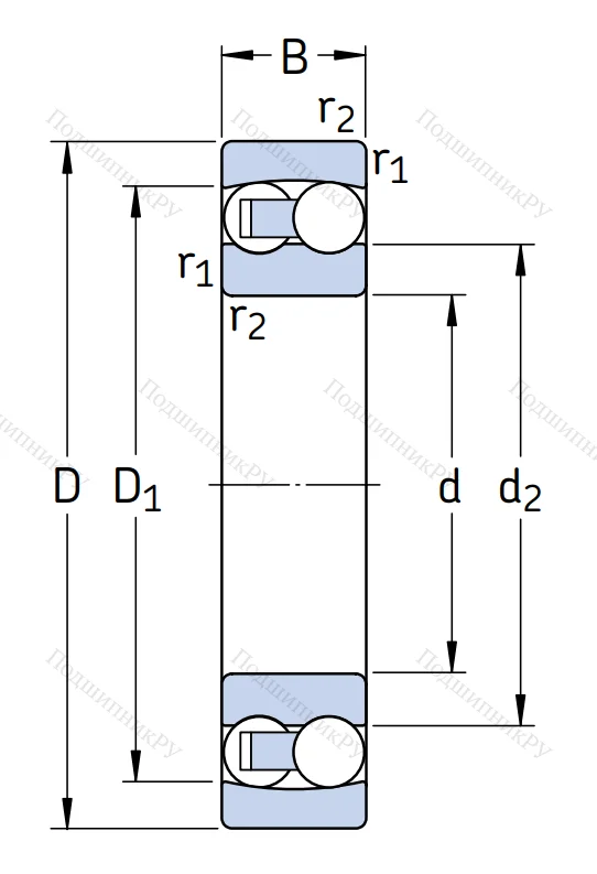 Двухрядный шариковый подшипник 1310 ETN 9