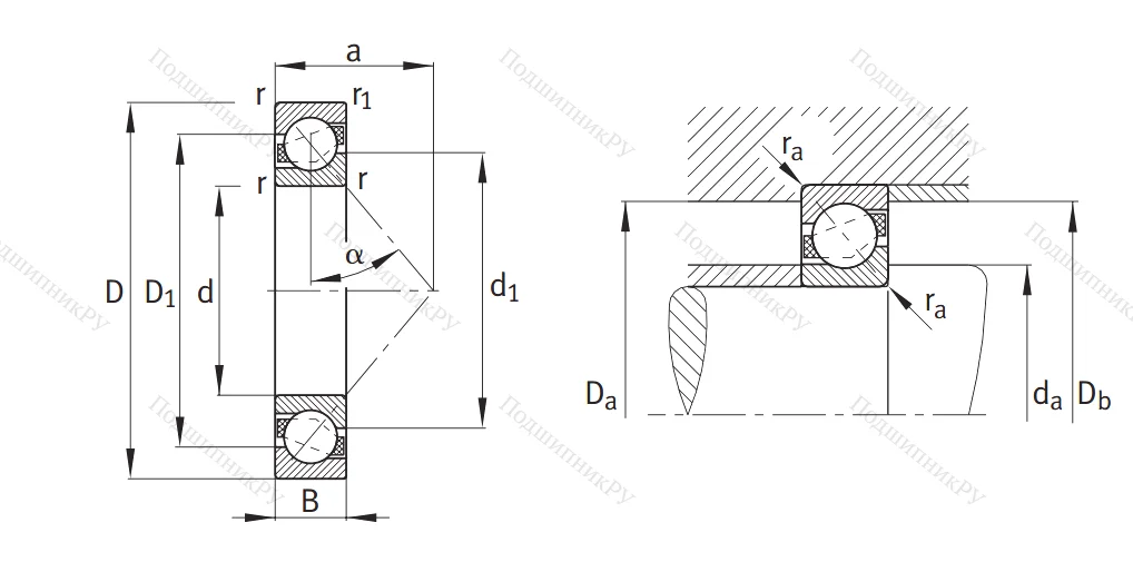 Однорядный шариковый подшипник 7205 B XL TVP