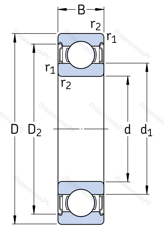 Однорядный шариковый подшипник 6309 2Z