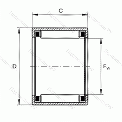 Подшипник роликовый игольчатый с одним наружным штампованным кольцом SCE 34-TN