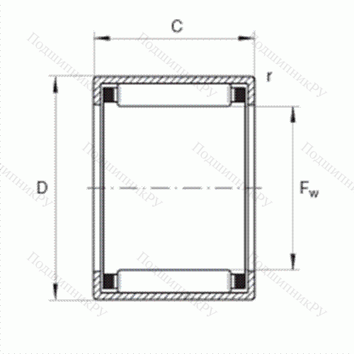 Подшипник роликовый игольчатый с одним наружным штампованным кольцом HK 0306-TV