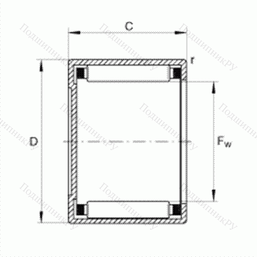Подшипник роликовый игольчатый с одним наружным штампованным кольцом, закрытым с одной стороны BCE 24-TN