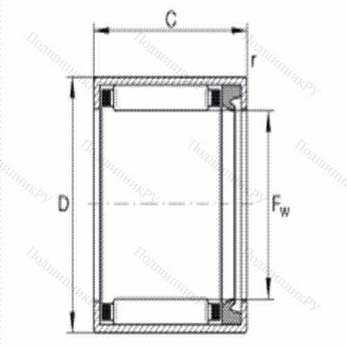 Подшипник роликовый игольчатый с одним наружным штампованным кольцом HK 0810-RS
