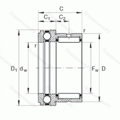 Шарикоподшипник упорный комбинированный с игольчатыми роликами NKX 35