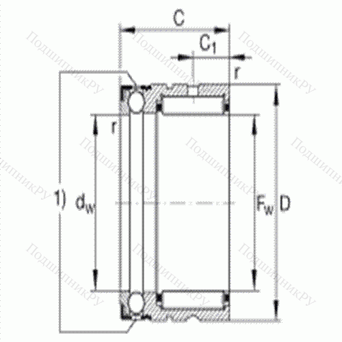 Шарикоподшипник упорный комбинированный с игольчатыми роликами